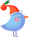 Christmas Aquarelle Santa and Bird