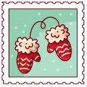 Christmas Stamps with Gloves and Gift Box