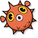 Cuphead Orange and Pink Pufferfish