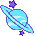 Cute Space Cat Hiding Behind the Planet