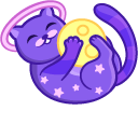 Cute Space Cat Playing with Moon and Stars