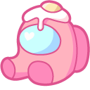 Cute Among Us Pink Character with Egg Hat