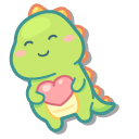 Cute Baby Dino with a Heart and a Balloon