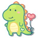 Cute Baby Dino with a Heart and a Balloon