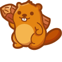 Cute Beaver With Tree Log