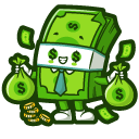 Cute Bill Stack and Money Bag