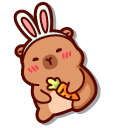 Cute Capybara and Chick with Bunny Ears