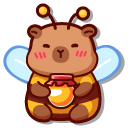 Cute Capybara Bee with Honey Jar