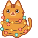 Cute Cat and Christmas Tree