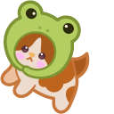 Cute Cat in Frog's Hat