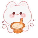 Cute Drawn Cat with Food