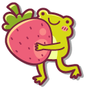Cute Frog with a Strawberry
