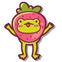 Cute Frog with a Strawberry