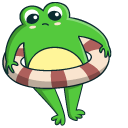 Cute Frog with a Swim Ring and Frog King