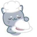 Cute Gray Cat Cooking Pizza