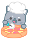 Cute Gray Cat Cooking Pizza