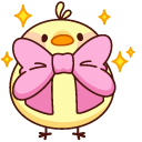 Cute Happy Chick with Pink Bow