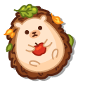 Cute Hedgehog with Leaves and Snacks