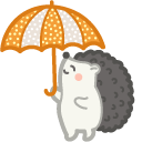 Cute Hedgehog With Umbrella and Scarf