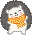 Cute Hedgehog With Umbrella and Scarf
