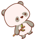 Cute Little Panda with a Bamboo and a Heart