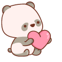 Cute Little Panda with a Bamboo and a Heart