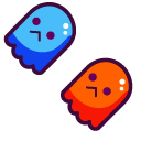 Cute Pac-Man and Ghosts