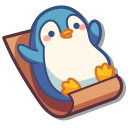 Cute Penguins Sledding and Making a Snow Angel