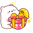 Cute Polar Bear and Chick with a Gift Box