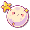 Cute Sleepy Moon with Stars