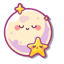 Cute Sleepy Moon with Stars
