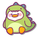 Cute Small Duck in a Dinosaur Costume