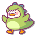 Cute Small Duck in a Dinosaur Costume