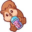 Cute Squirrel with Bubble Tea