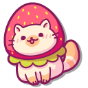 Cute Tabby Cat in a Strawberry Hat