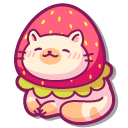 Cute Tabby Cat in a Strawberry Hat