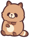 Cute Tanuki and Leaf