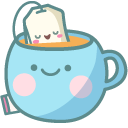 Cute Tea Bag and Cup of Tea