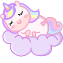 Cute Unicorn on the Moon and Cloud