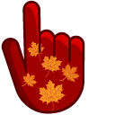 Orange Maple Leaves on an Red Background