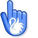 White Swan on Blue Background