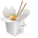 Asian Takeout Noodle Box and Chopsticks