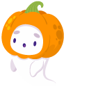 Halloween Ghosts Broom and Pumpkin