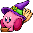 Halloween Kirby Witch and Broom