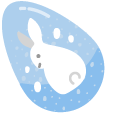 Easter Blue Eggs with Bunny and Flowers
