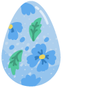 Easter Blue Eggs with Bunny and Flowers