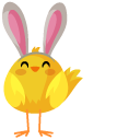 Easter Chick Wearing Bunny Ears and Pink Egg