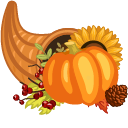 Thanksgiving Day Cornucopia and Conifer Cone