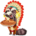 Thanksgiving Day Raccoon and Pumpkin Pie