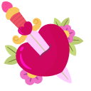 Valentine's Day Heart with Dagger and Cherries